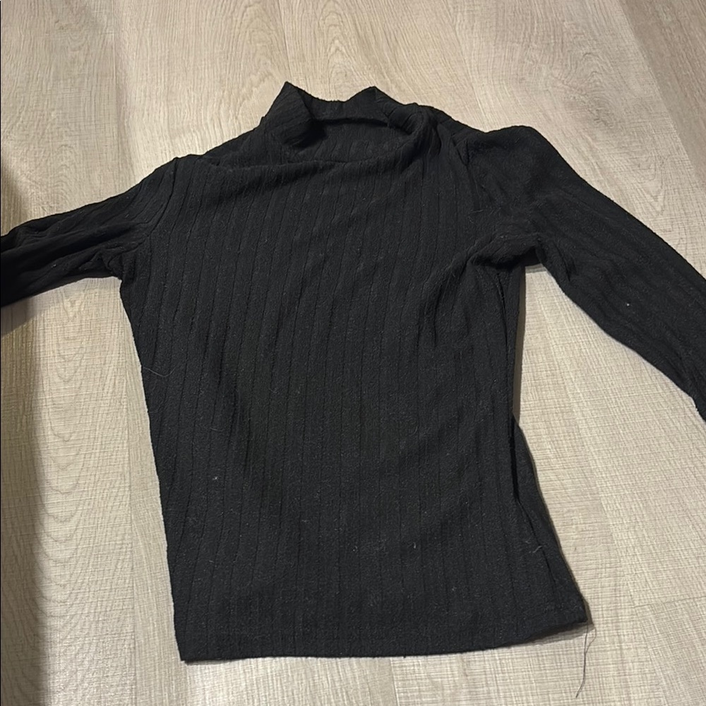 Black Ribbed Turtleneck Sweater